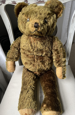 Antique 8 mohair bear - straw stuffed and jointed - turn of the
